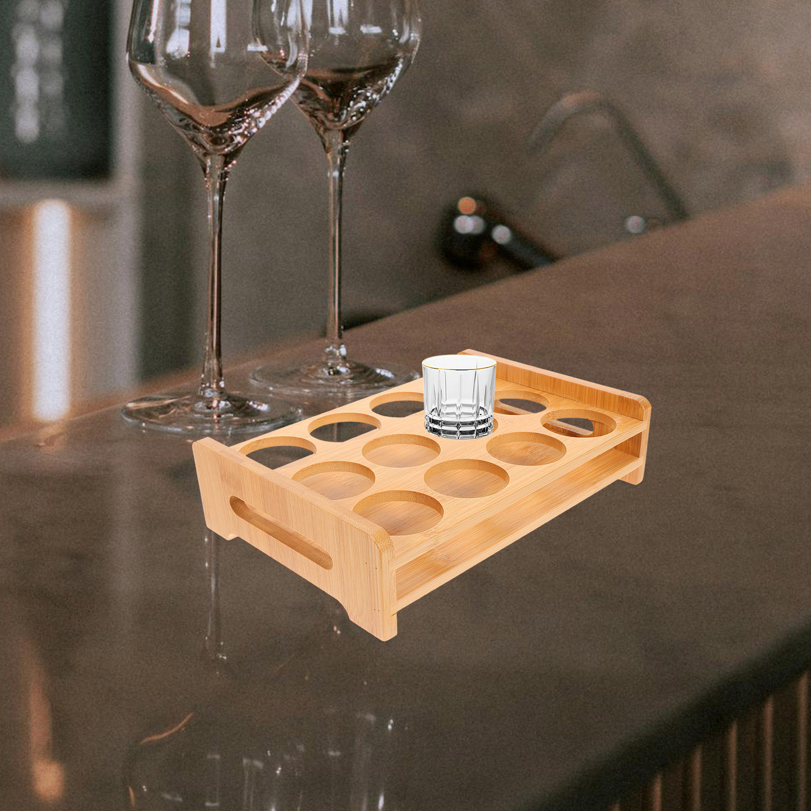 Wine Beer Bar - Soporte de Bambú para Vasos de