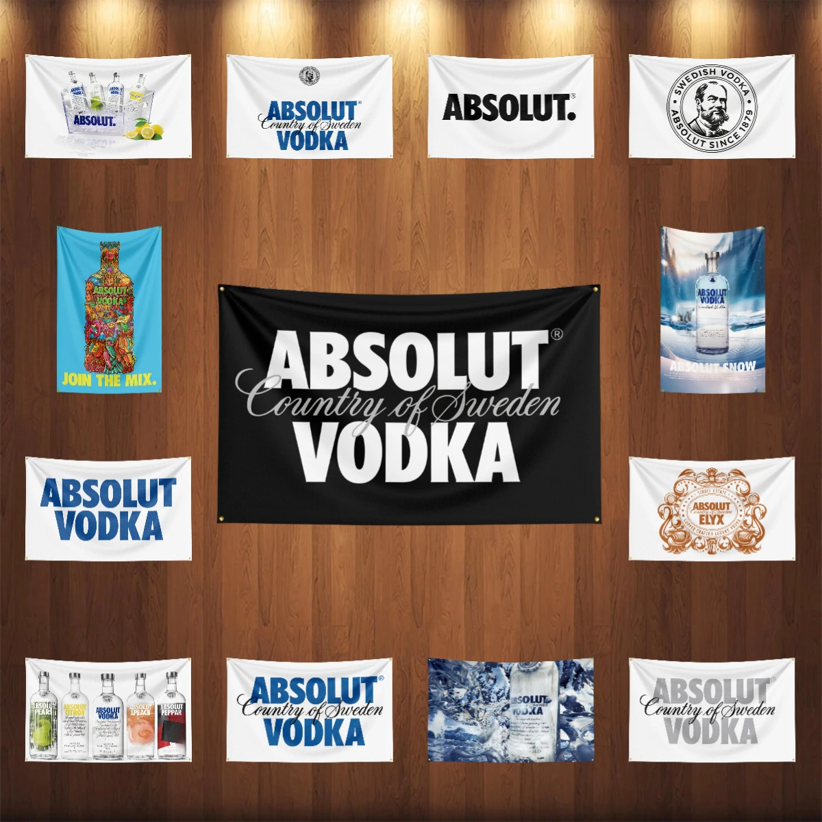 Wine Beer Rum - Bandera de vodkas A-Absolut de 3x5