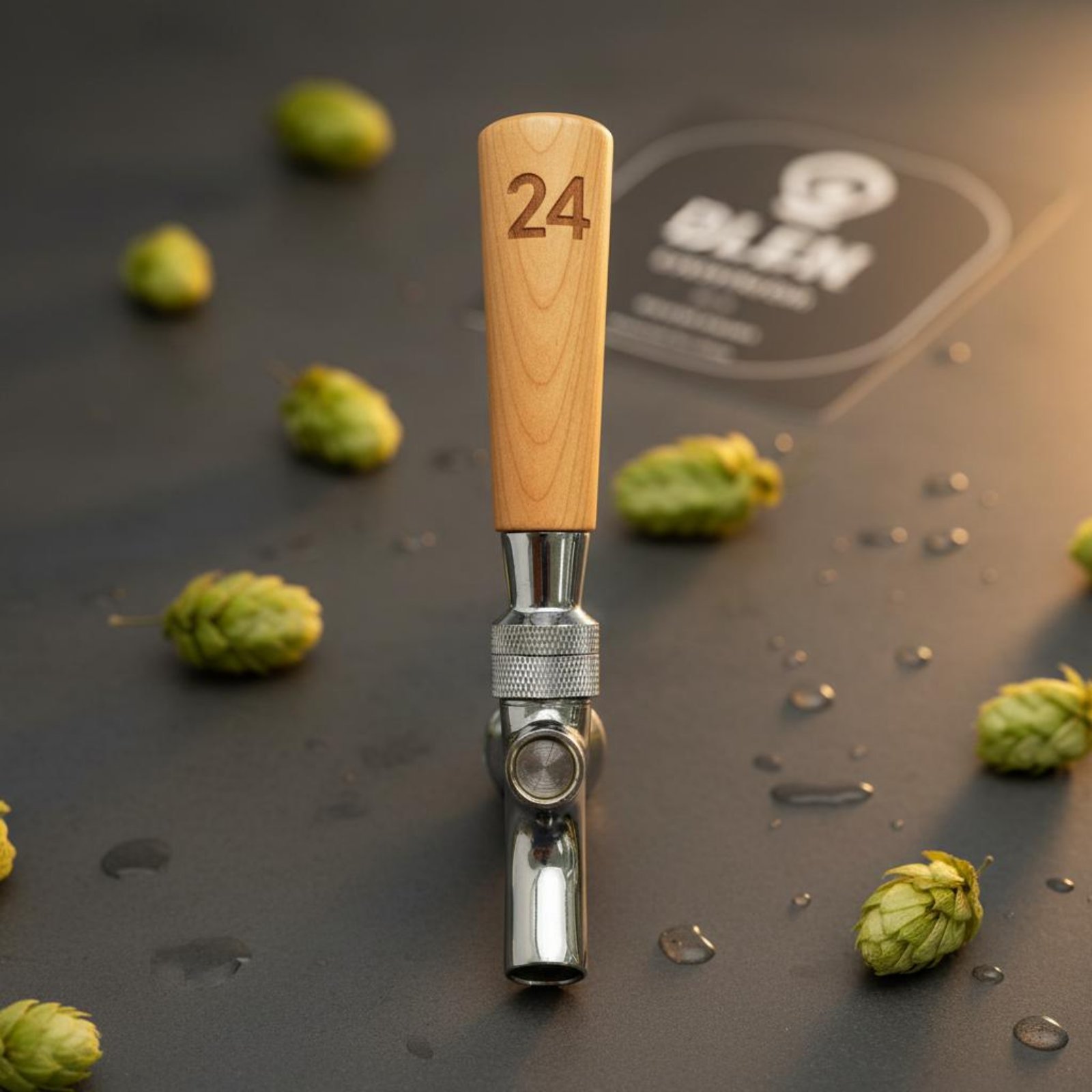 Wine With Beer - Manija Corta de Madera para Grifo
